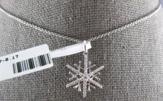 ESTATE .17CT DIAMOND 18KT WHITE GOLD 3D CLASSIC FLOWER SNOWFLAKE FUN PENDANT