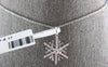 ESTATE .17CT DIAMOND 18KT WHITE GOLD 3D CLASSIC FLOWER SNOWFLAKE FUN PENDANT