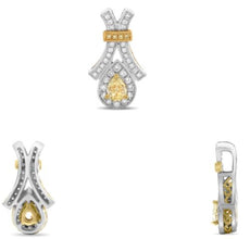 .46CT WHITE & FANCY YELLOW DAMOND 18KT 2 TONE GOLD 3D ROUND & PEAR SHAPE PENDANT