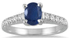 1.23CT DIAMOND & AAA SAPPHIRE 14KT WHITE GOLD 3D OVAL & ROUND ENGAGEMENT RING