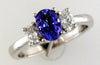 1.20CT DIAMOND & AAA TANZANITE 14KT WHITE GOLD 3D OVAL 3 STONE ENGAGEMENT RING