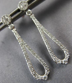 ESTATE .44CT DIAMOND 14K WHITE GOLD 3D CLASSIC TEAR DROP FLORAL HANGING EARRINGS