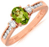 1.25CT DIAMOND & AAA PERIDOT 14KT WHITE GOLD 3D OVAL & ROUND 3 STONE LOVE RING