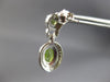 2.25CT DIAMOND & AAA PERIDOT 14KT WHITE GOLD OVAL & ROUND HALO HANGING EARRINGS