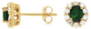 1.3CT DIAMOND & AAA RUSSALITE 14KT YELLOW GOLD OVAL & ROUND FLOWER STUD EARRINGS