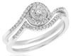 ESTATE .33CT DIAMOND 14KT WHITE GOLD CLASSIC FLORAL ENGAGEMENT WEDDING RING SET