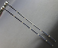 EXTRA LONG .64CT DIAMOND & AAA SAPPHIRE 14KT WHITE GOLD CLASSIC HANGING EARRINGS