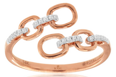 ESTATE .06CT DIAMOND 14K WHITE & ROSE GOLD ROUND OVAL LOVE KNOT CRISS CROSS RING