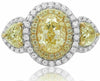 WIDE GIA 3.63CT WHITE & FANCY YELLOW DIAMOND 18KT TWO TONE GOLD ANNIVERSARY RING