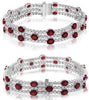 WIDE 10.94CT DIAMOND & AAA RUBY 18KT WHITE GOLD 3D OVAL & ROUND TENNIS BRACELET