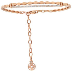 .21CT DIAMOND 18K ROSE GOLD 3D DOUBLE BAR ADJUSTABLE FLORAL CUFF BANGLE BRACELET
