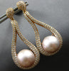 EXTRA LARGE 3.45CT DIAMOND & AAA PINK SOUTH SEA PEARL 18KT ROSE GOLD 3D EARRINGS