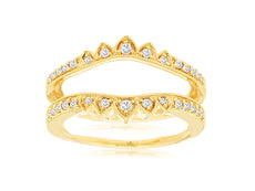 .25CT DIAMOND 14KT YELLOW GOLD FILIGREE V SHAPE INSERT WEDDING ANNIVERSARY RING