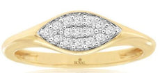 ESTATE .14CT DIAMOND 14KT 2 TONE GOLD 3D ROUND CLUSTER MARQUISE SHAPE FUN RING