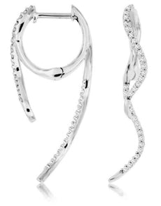 .31CT DIAMOND 14KT WHITE GOLD ROUND MULTI WAVE INSIDE OUT SNAKE HANGING EARRINGS