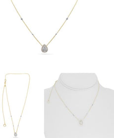 .33CT DIAMOND 14KT TWO TONE GOLD ROUND TEAR DROP BY THE YARD ADJUSTABLE NECKLACE