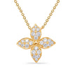 .26CT DIAMOND 14KT YELLOW GOLD 3D CLASSIC 4 LEAF CLOVER PAVE FLOWER LOVE PENDANT