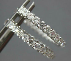 1.17CT DIAMOND 14KT WHITE GOLD 3D CLASSIC 2.5MM INSIDE OUT HOOP HANGING EARRINGS