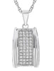 .13CT DIAMOND 14K WHITE GOLD 3D PAVE MULTI ROW PAVE RECTANGULAR FLOATING PENDANT