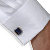 AAA SODALITE 18KT YELLOW GOLD & 925 SILVER HANDCRAFTED OVAL FILIGREE CUFFLINKS