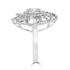 LARGE .78CT DIAMOND 18KT WHITE GOLD 3D ROUND & BAGUETTE SQUARE FLOWER LOVE RING