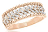WIDE .44CT DIAMOND 14KT ROSE GOLD 3D ROUND & BAGUETTE BEADED ANNIVERSARY RING