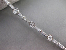 ANTIQUE 1.55CT DIAMOND 14KT WHITE GOLD BEZEL LINK TENNIS BRACELET 7.25 INCH #116