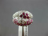 ESTATE LARGE 2.60CT DIAMOND & AAA RUBY 18KT WHITE GOLD DOUBLE FLOWER RING #26574