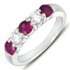 1.48CT DIAMOND & AAA RUBY 14KT WHITE GOLD 3D ROUND SHARED PRONG 5 STONE FUN RING