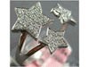 ESTATE WIDE .35CT DIAMOND 14K WHITE GOLD 3D CLASSIC THREE SHOOTING STAR FUN RING