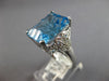 LARGE 9.55CT DIAMOND & AAA BLUE TOPAZ 14K WHITE GOLD 3D CUSHION & ROUND FUN RING