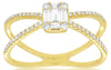.37CT DIAMOND 14KT YELLOW GOLD 3D ROUND & BAGUETTE INVISIBLE CLUSTER LOVE RING