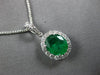 2.03CT DIAMOND & AAA EMERALD 18KT WHITE GOLD OVAL & ROUND HALO FLOATING PENDANT