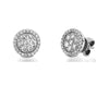 ESTATE .60CT DIAMOND 14KT WHITE GOLD 3D CLASSIC HALO FLOWER STUD EARRINGS