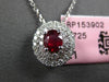 .7CT DIAMOND & AAA RUBY 14K WHITE GOLD OVAL & ROUND DOUBLE HALO FLOATING PENDANT