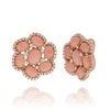 LARGE 13.81CT DIAMOND & AAA CORAL 18KT ROSE GOLD 3D OVAL & ROUND FLOWER EARRINGS