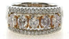 1.42CT WHITE & PINK DIAMOND 18KT WHITE & ROSE GOLD 5 STONE HALO ANNIVERSARY RING
