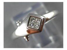 ESTATE .08CT DIAMOND 14KT WHITE GOLD PRINCESS INVISIBLE SQUARE FUN RING #27300