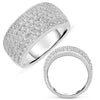 1.57CT DIAMOND 14KT WHITE GOLD 3D MULTI ROW PAVE SEMI ETERNITY ANNIVERSARY RING