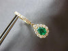 1.95CT DIAMOND & AAA COLUMBIAN EMERALD 14KT YELLOW GOLD 3D HALO HANGING EARRINGS