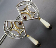EXTRA LARGE 7.02CT DIAMOND & GARNET 14KT YELLOW GOLD HANGING EARRINGS #MILANO40