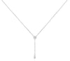 ESTATE .07CT DIAMOND 14KT WHITE GOLD 3D CLASSIC FLOWER LEAF LARIAT LOVE NECKLACE