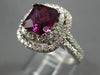 LARGE 4.80CT DIAMOND & AAA RHODOLITE 14KT WHITE GOLD DOUBLE HALO ENGAGEMENT RING
