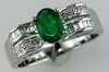 .95CT DIAMOND & AAA EMERALD 14KT WHITE GOLD 3D OVAL ROUND & BAGUETTE FUN RING