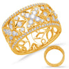 ESTATE WIDE 1.03CT DIAMOND 14KT YELLOW GOLD 3D OPEN FILIGREE FLOWER LOVE RING