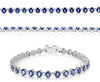 8.5CT DIAMOND & AAA SAPPHIRE 14K WHITE GOLD CLASSIC OVAL & ROUND TENNIS BRACELET