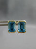 1.92CT AAA BLUE TOPAZ 14KT YELLOW GOLD CLASSIC SEMI BEZEL STUD EARRINGS #27663