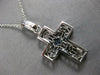 LARGE .4CT DIAMOND & AAA SAPPHIRE 14K WHITE GOLD FILIGREE CROSS FLOATING PENDANT