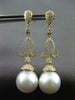 LARGE 1.04CT DIAMOND & AAA SOUTH SEA PEARL 18KT YELLOW GOLD 3D HANGING EARRINGS