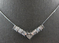 .94CT DIAMOND 14KT WHITE GOLD PRINCESS & ROUND INVISIBLE V SHAPE NECKLACE #27661